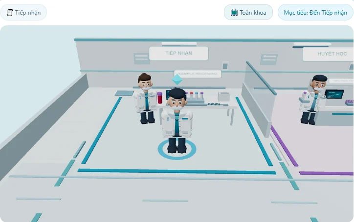 Ảnh chụp game mô phỏng phòng xét nghiệm 3D